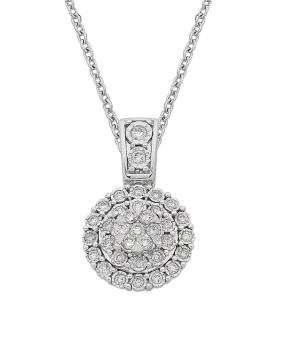 Diamond Pendant - 10ct Diamond Set White Gold Pendant - 767653