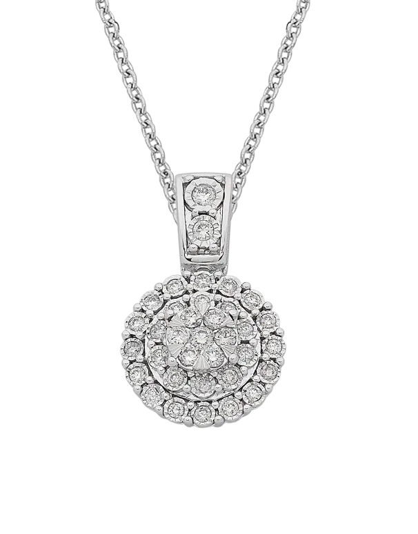 Diamond Pendant - 10ct Diamond Set White Gold Pendant - 767653