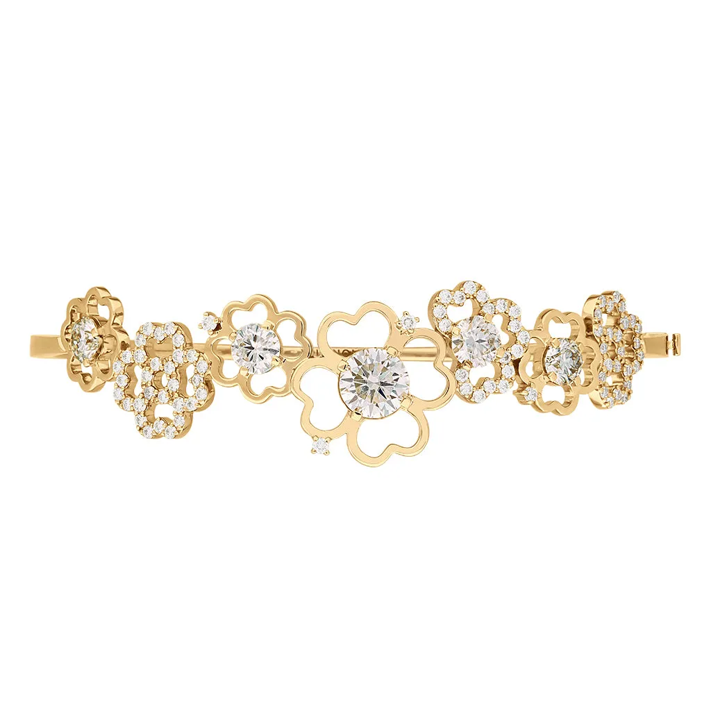 Diamond2 Multi-Flower Oval Bangle