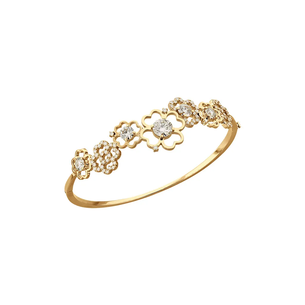 Diamond2 Multi-Flower Oval Bangle