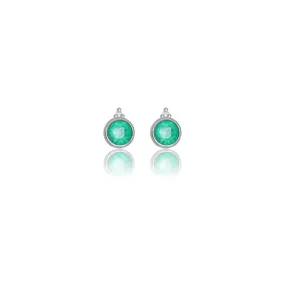 Diamonds by Georgini Natural - Green Agate and Two Natural Diamond May Earrings Silver