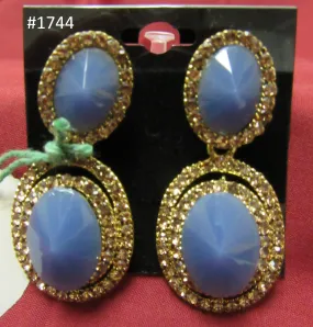 Earrings 3051744 Indian Designer Earrings Golden Sapphire Blue