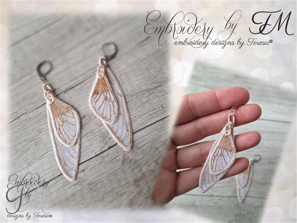 Earrings cicada wings/4x4 hoop