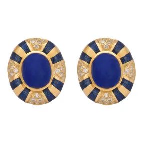 Earrings- Lapis Lazuli And Diamond (Enamel)  (2194A)