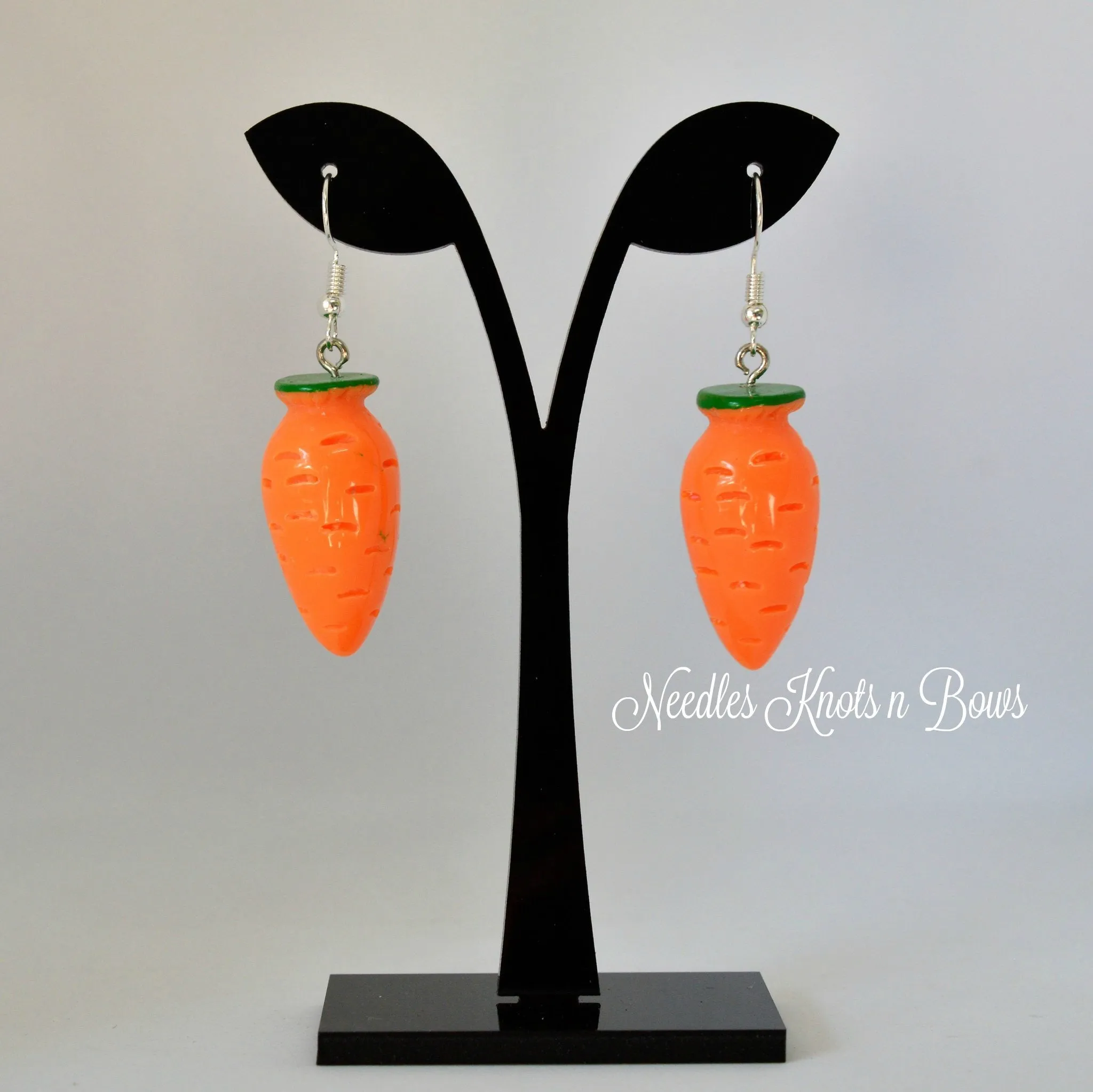 Easter Carrot Earrings, Dangle Drop Resin Food Earrings