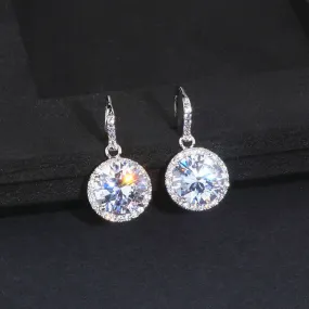 Elegant Classic Round Drop AAA  Cubic Zirconia Crystal Bridal Wedding Earrings