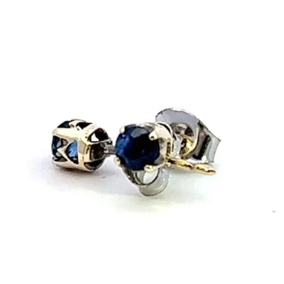 Elegant Gold-Plated Sapphire Stud Earrings - Timeless Elegance