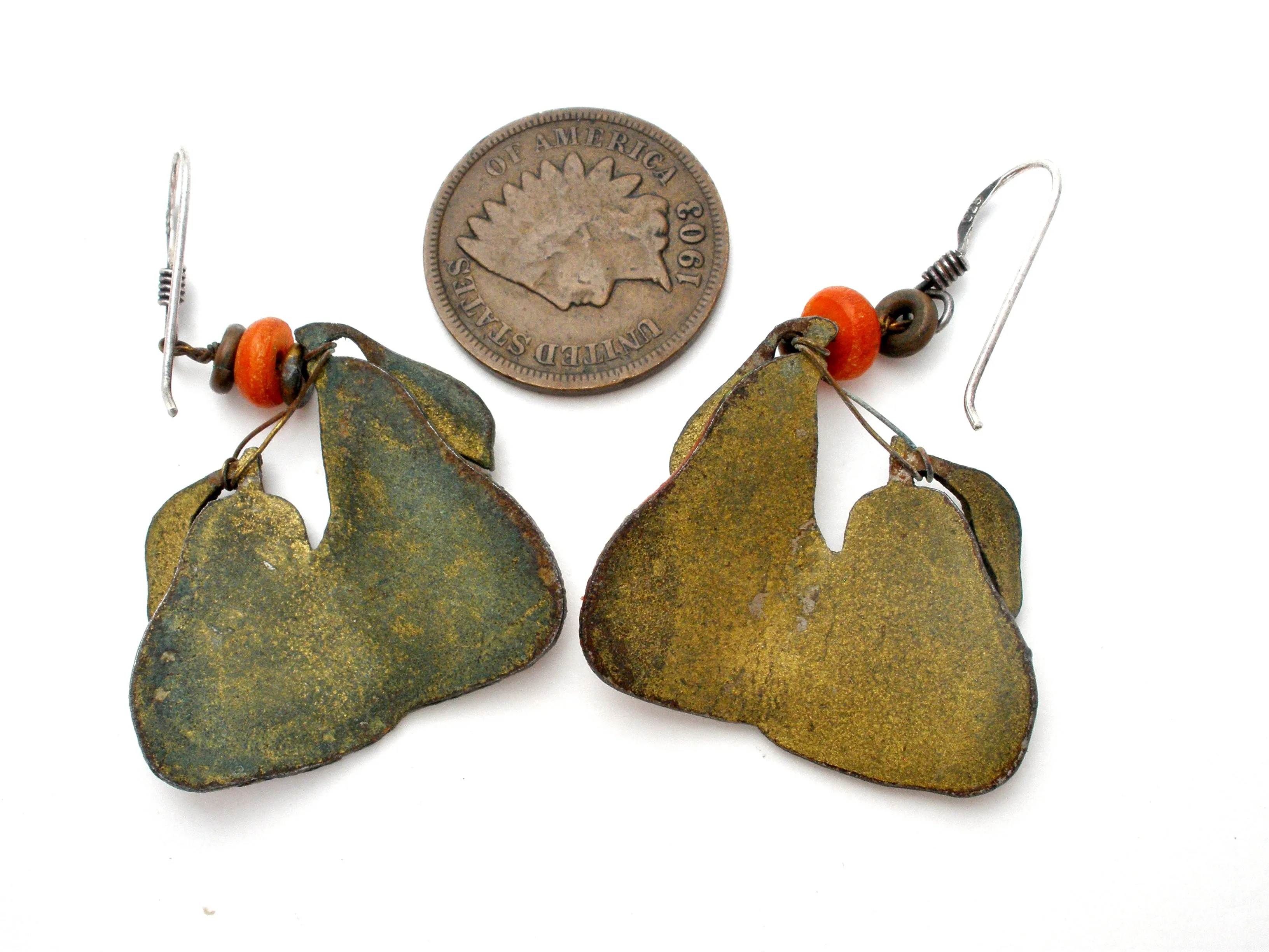 Enamel Pear Earrings Sterling Silver Dangles