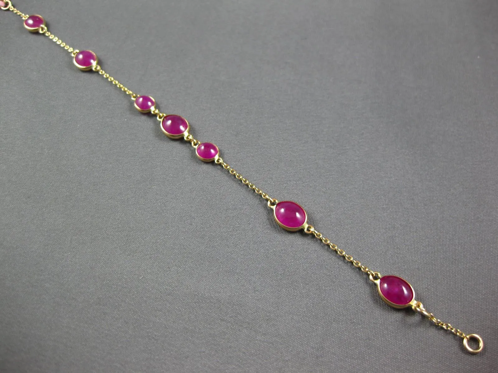 ESTATE 9.09CT AAA CABOCHON RUBY 14KT YELLOW GOLD OVAL BY THE YARD LOVE BRACELET