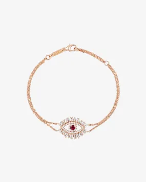 Evil Eye Midi Ruby Half Pavé Bracelet