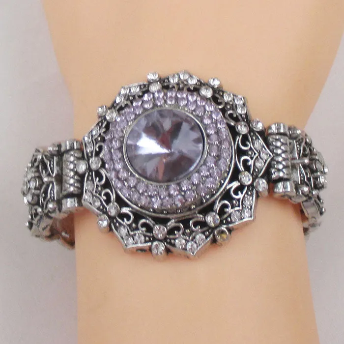 Exquisite Woman's Fashion Lilac Crystal & Rhinestone Bracelet