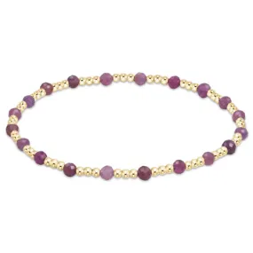 EXT GEMSTONE GOLD SINCERITY PATTERN 3MM BEAD BRAC - RUBY