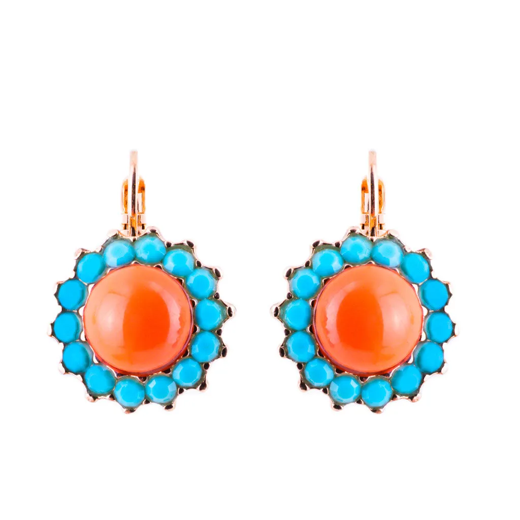 Extra Luxurious Rosette Leverback Earrings in "Rainbow Sherbet" *Custom*