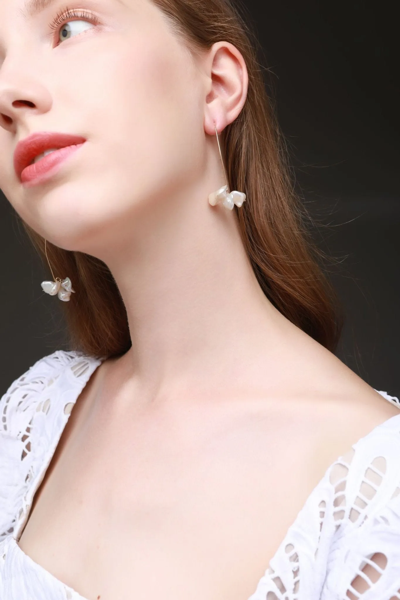 Falling Petals Series Petal Baroque Pearl Earrings