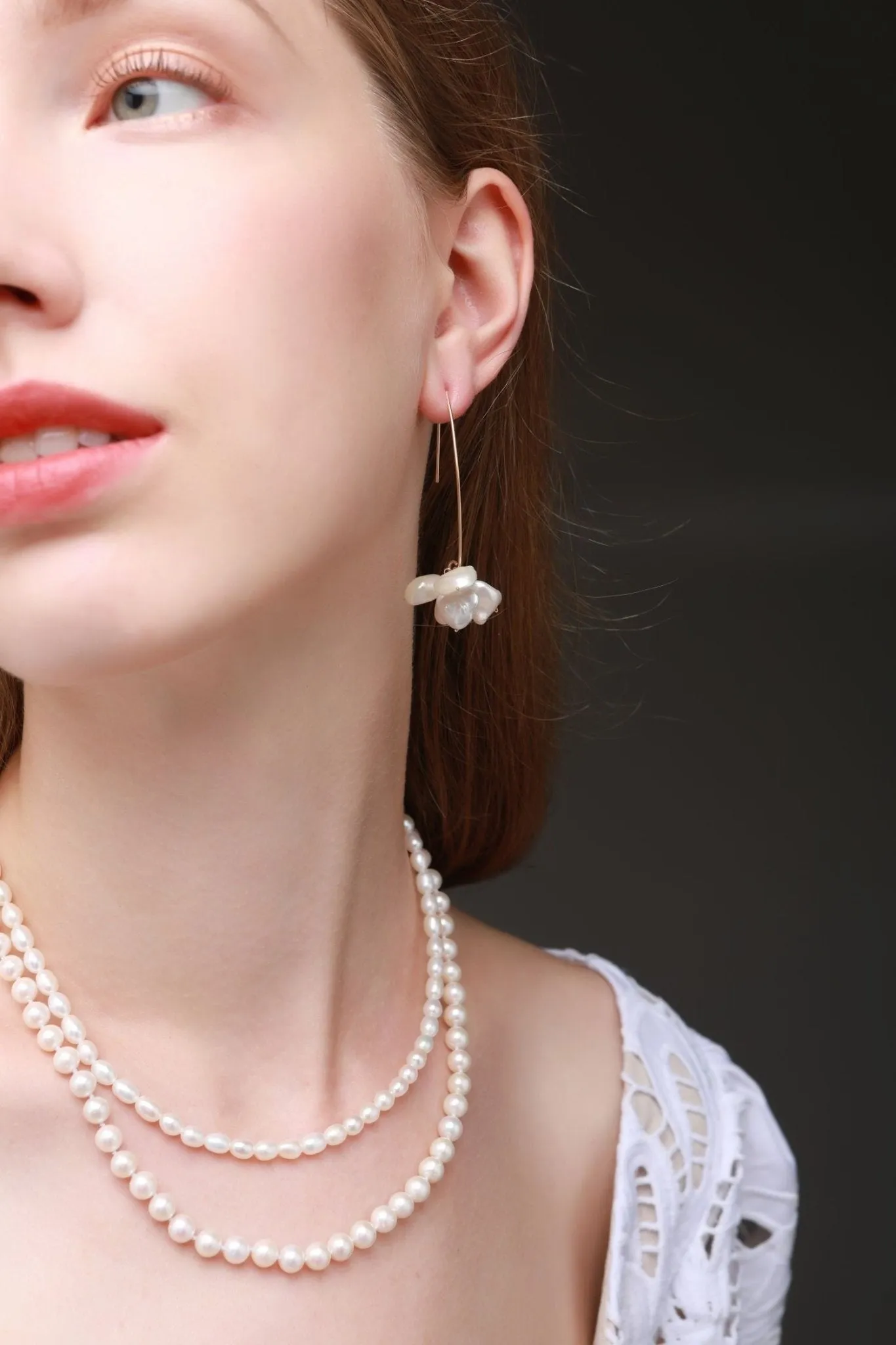 Falling Petals Series Petal Baroque Pearl Earrings