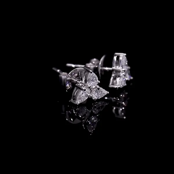 Fan Shaped Pear Diamond Earrings