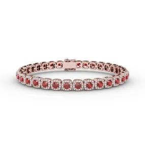 Fana Cushion Cut Ruby and Diamond Bracelet