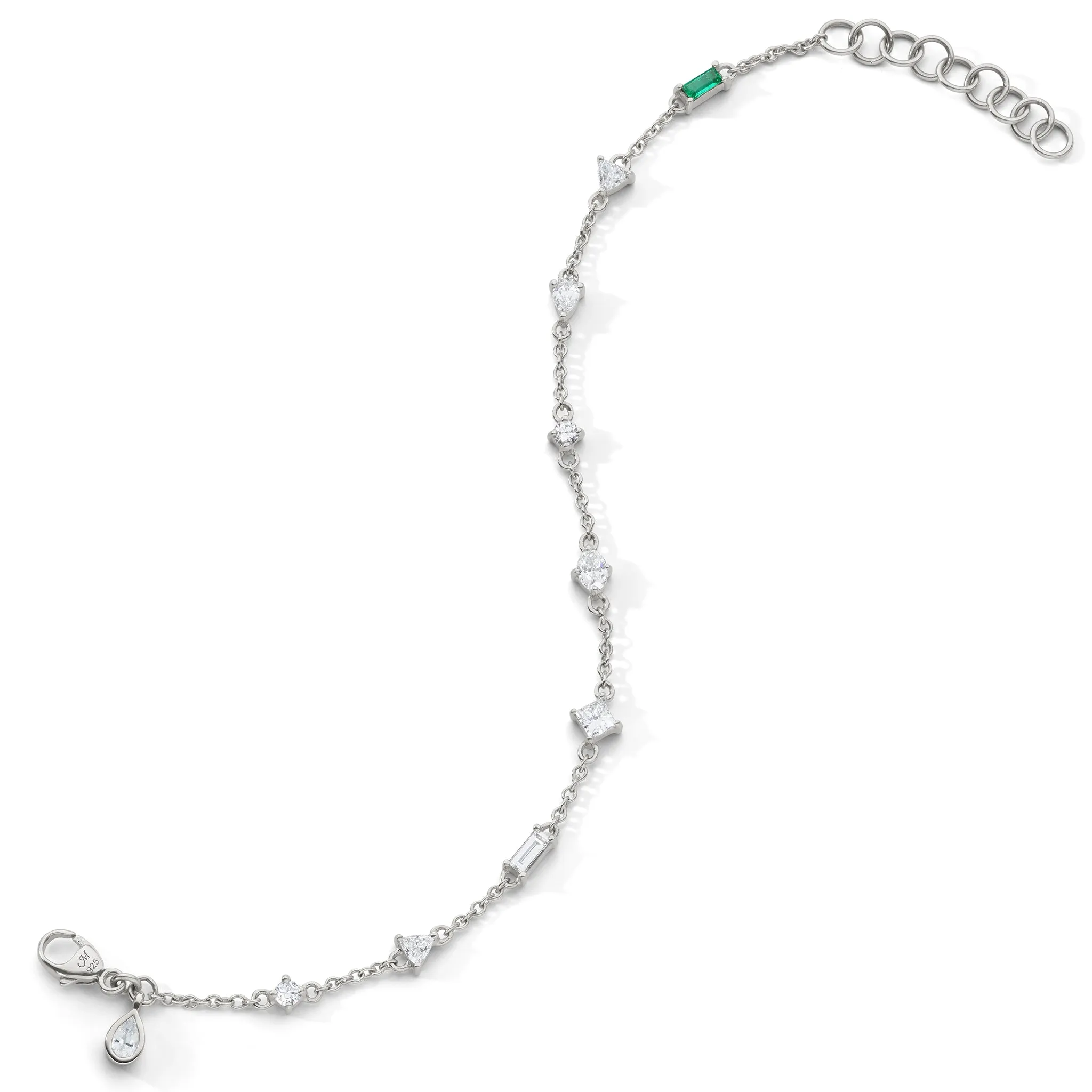 Fancy Cut Staggered Rock Crystal Tennis Bracelet