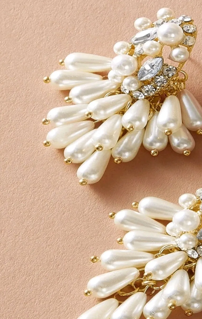 Faux Pearl Drop Earrings.