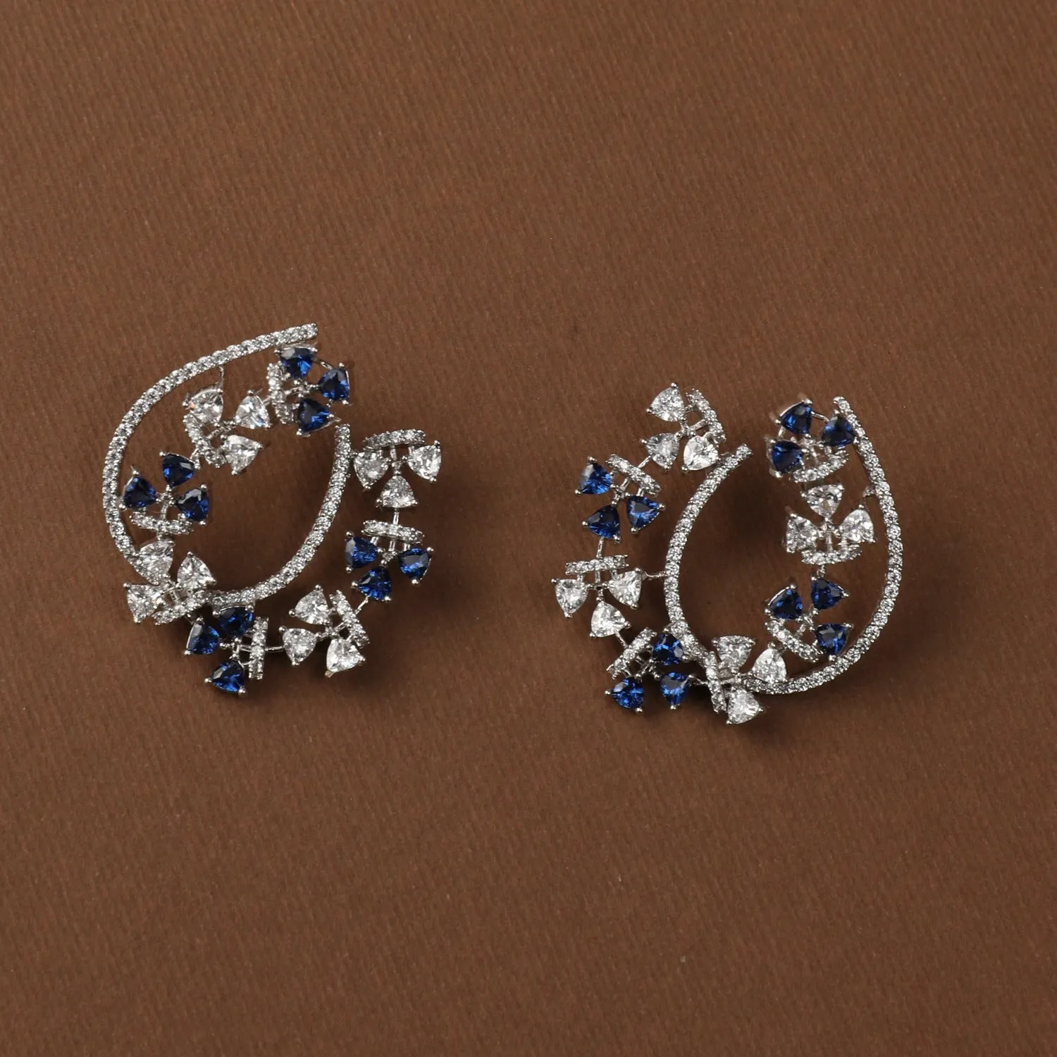 Floral Wreath CZ Silver Earrings