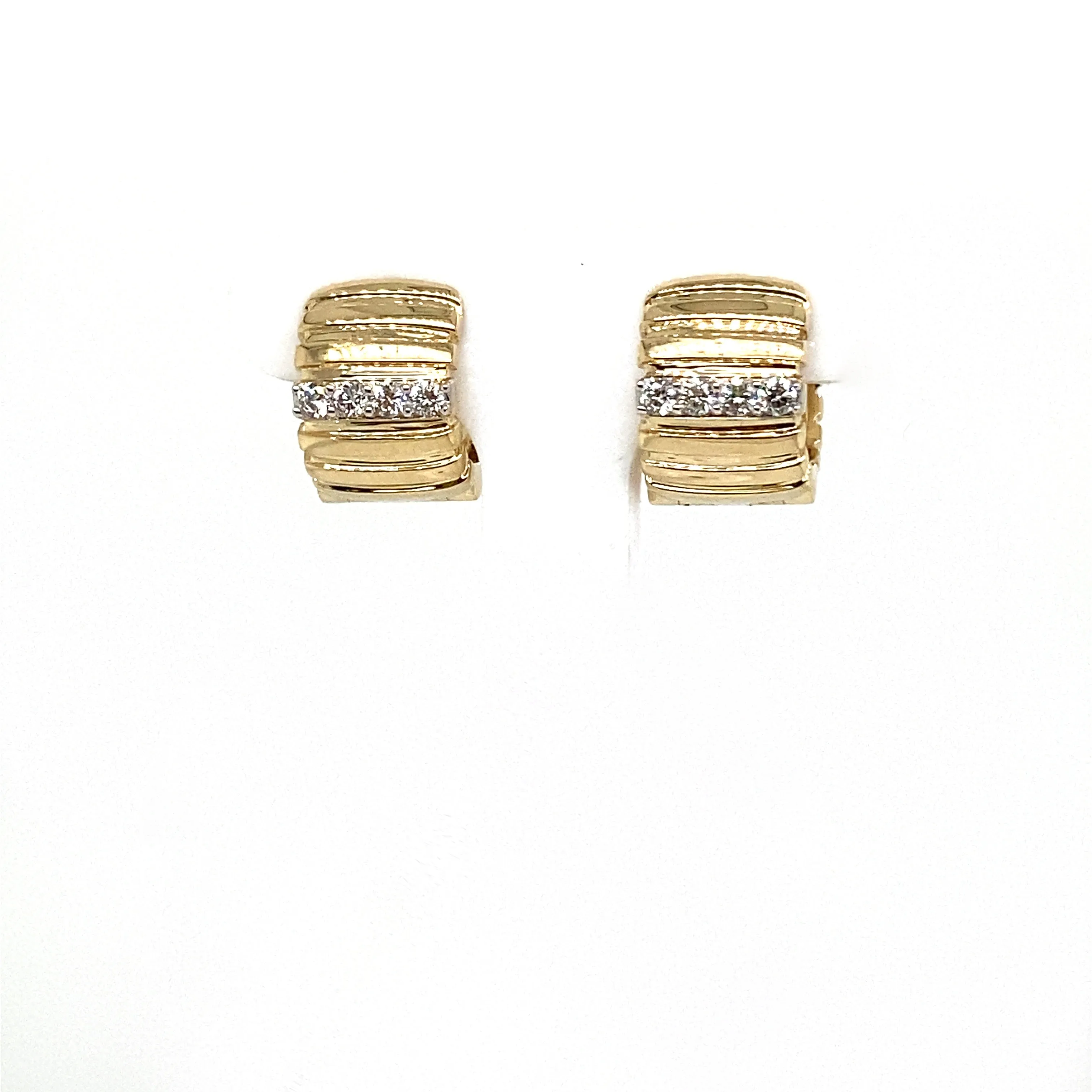 Fluted Diamond Huggy Earrings