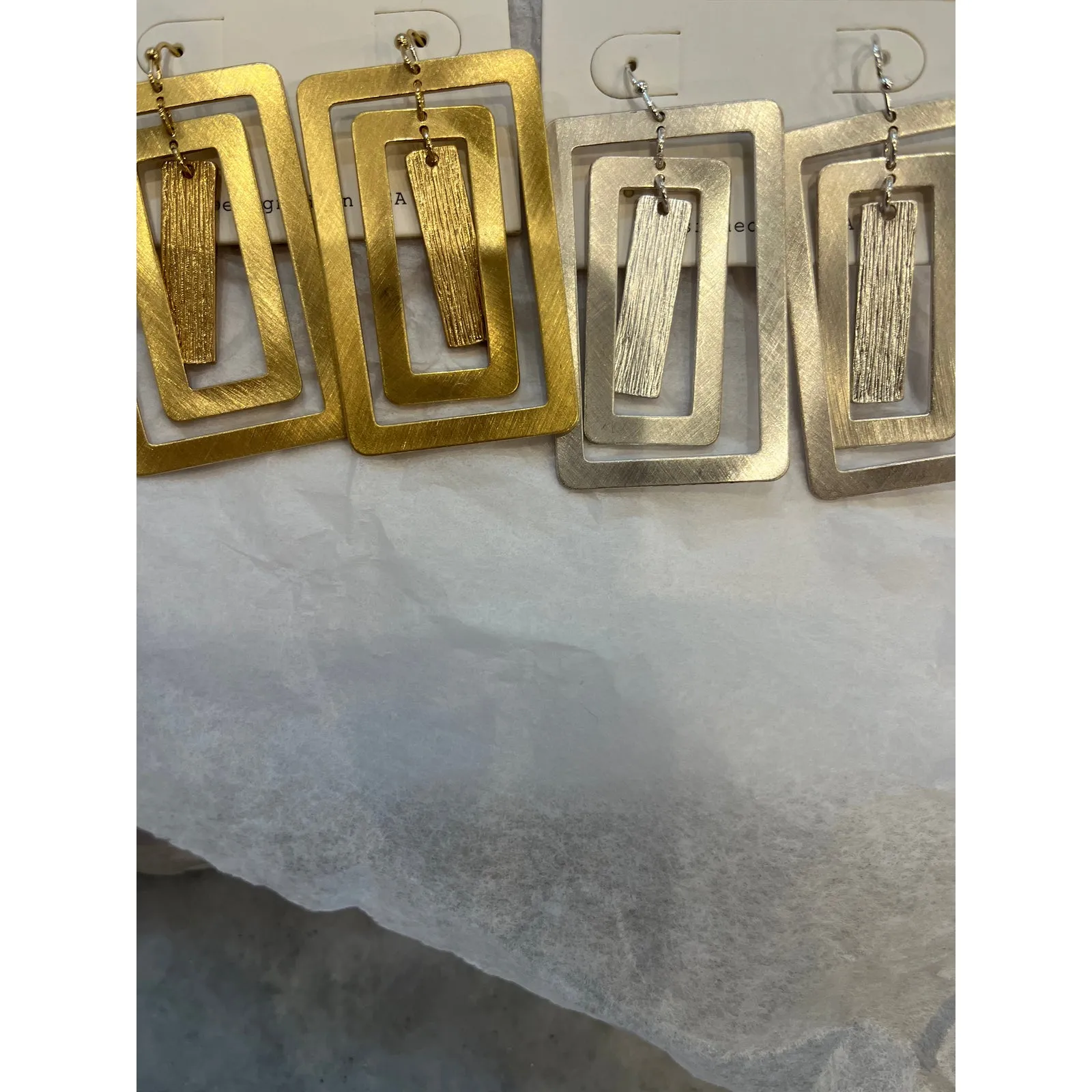 Forever Trendy Metal Rectangle Earrings