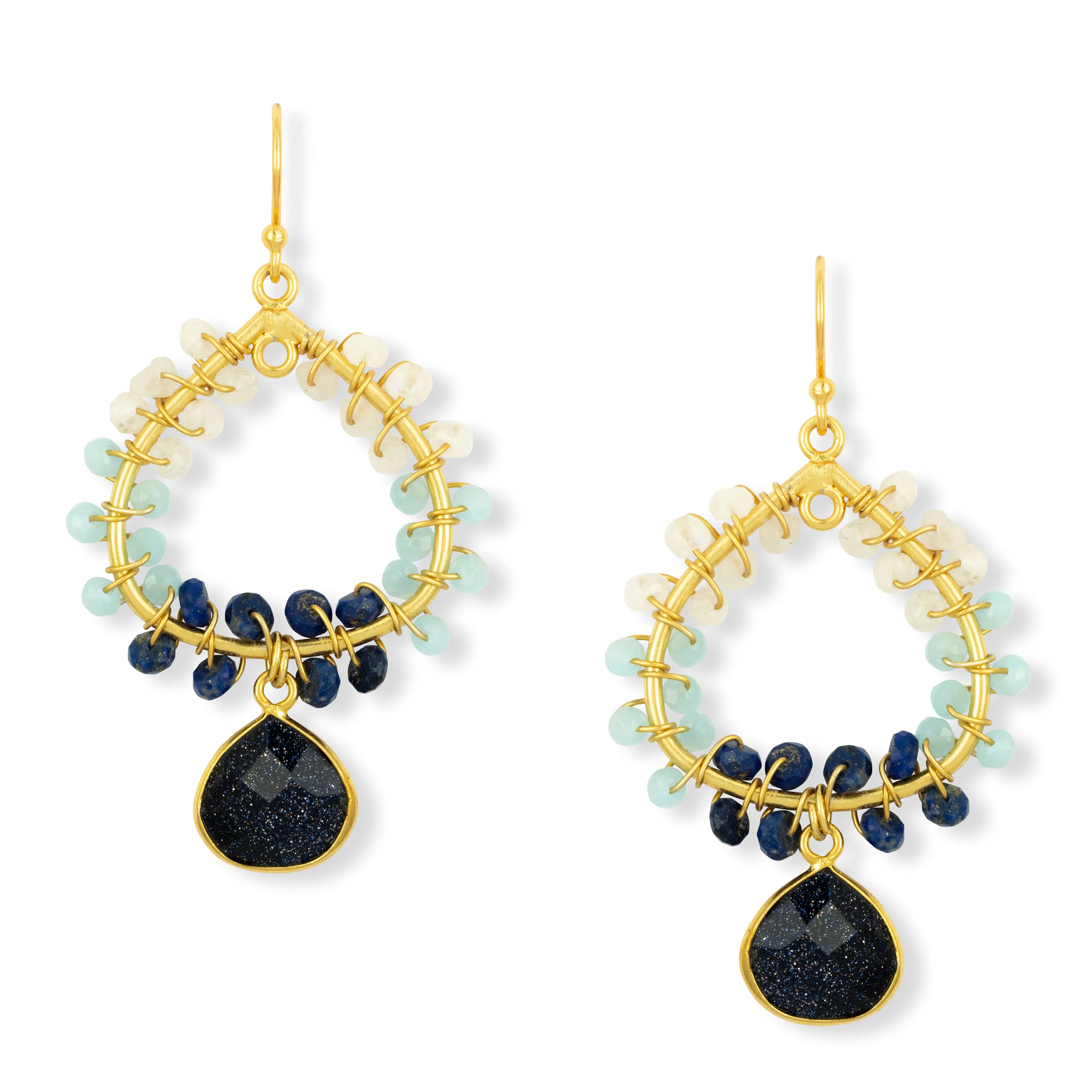 Frida Earrings Navy & Aqua