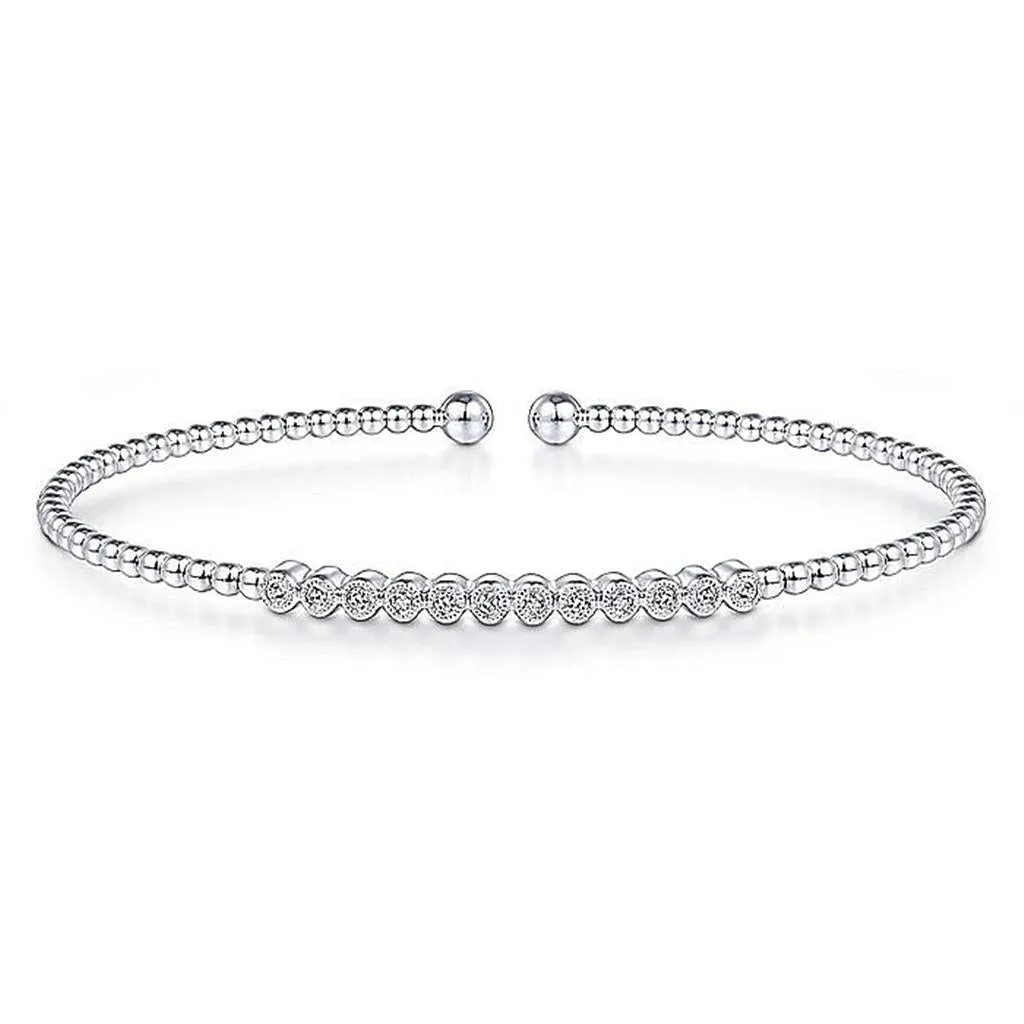 Gabriel & Co. 14K White Gold Bujukan Bead Diamond Bangle