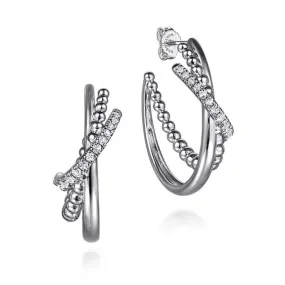 Gabriel & Co Bujukan and White Sapphire J Hoop Earrings in Sterling Silver