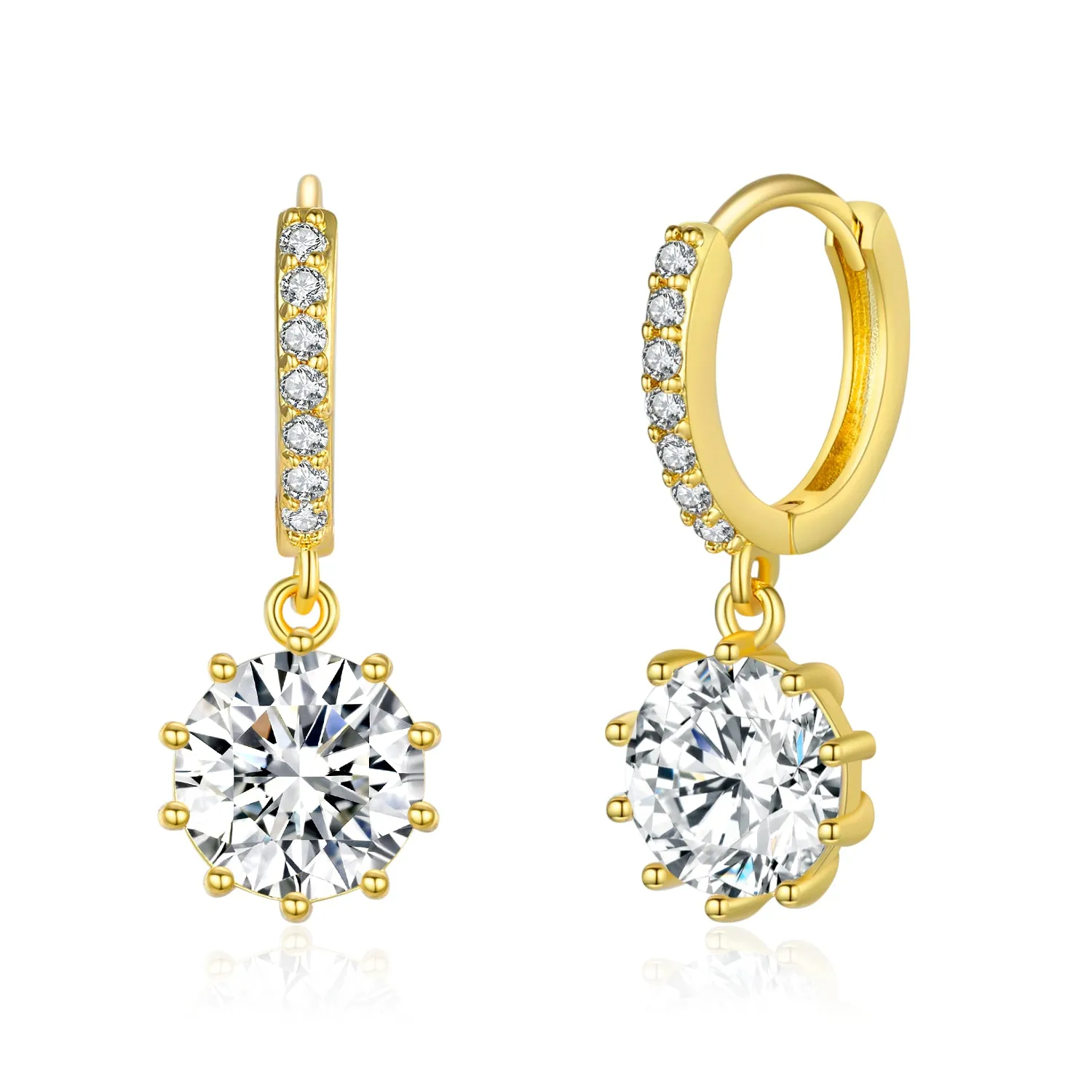 Genevive Caroline Classic Huggie Solitaire Earrings