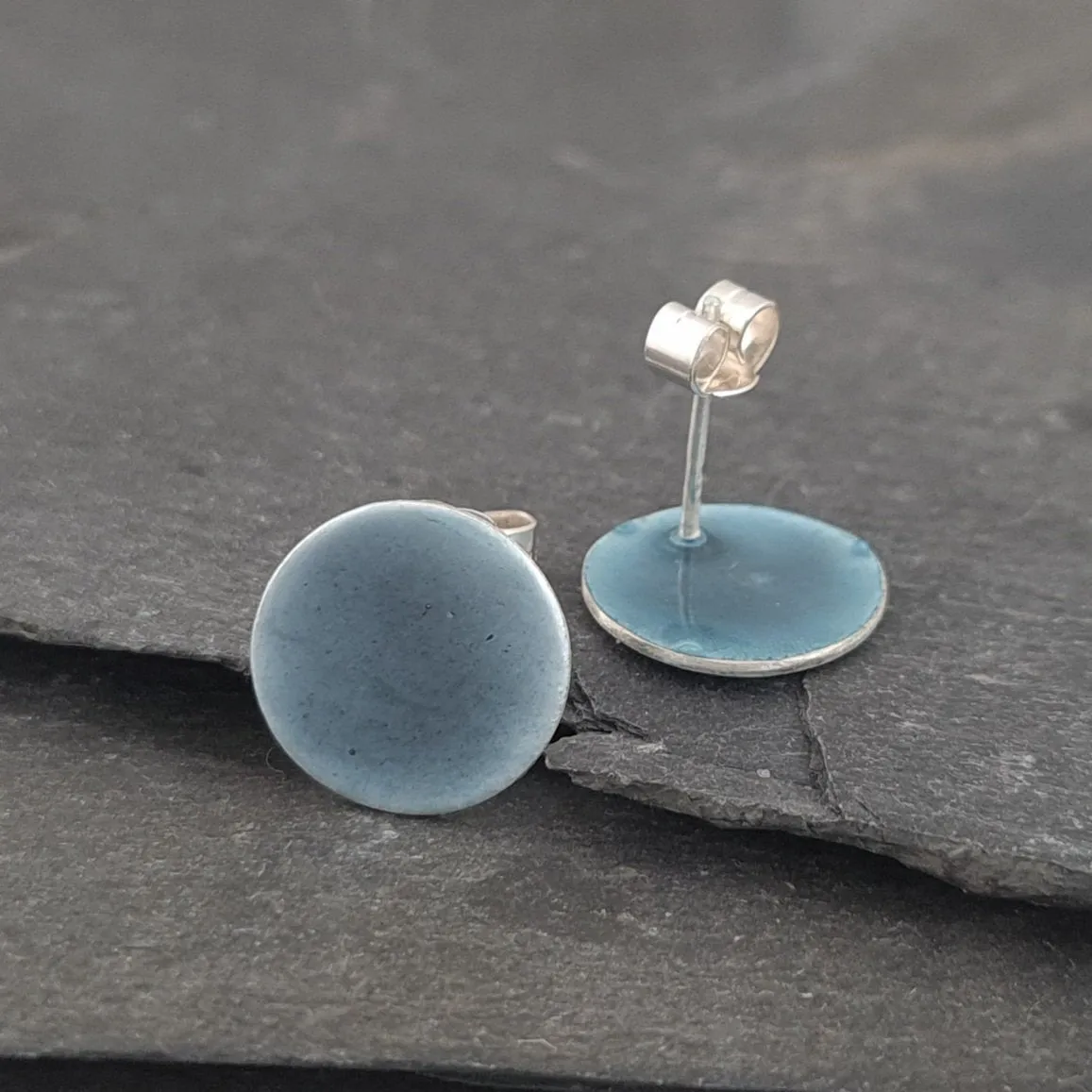 Geometric Enamelled Earrings in Sterling Silver