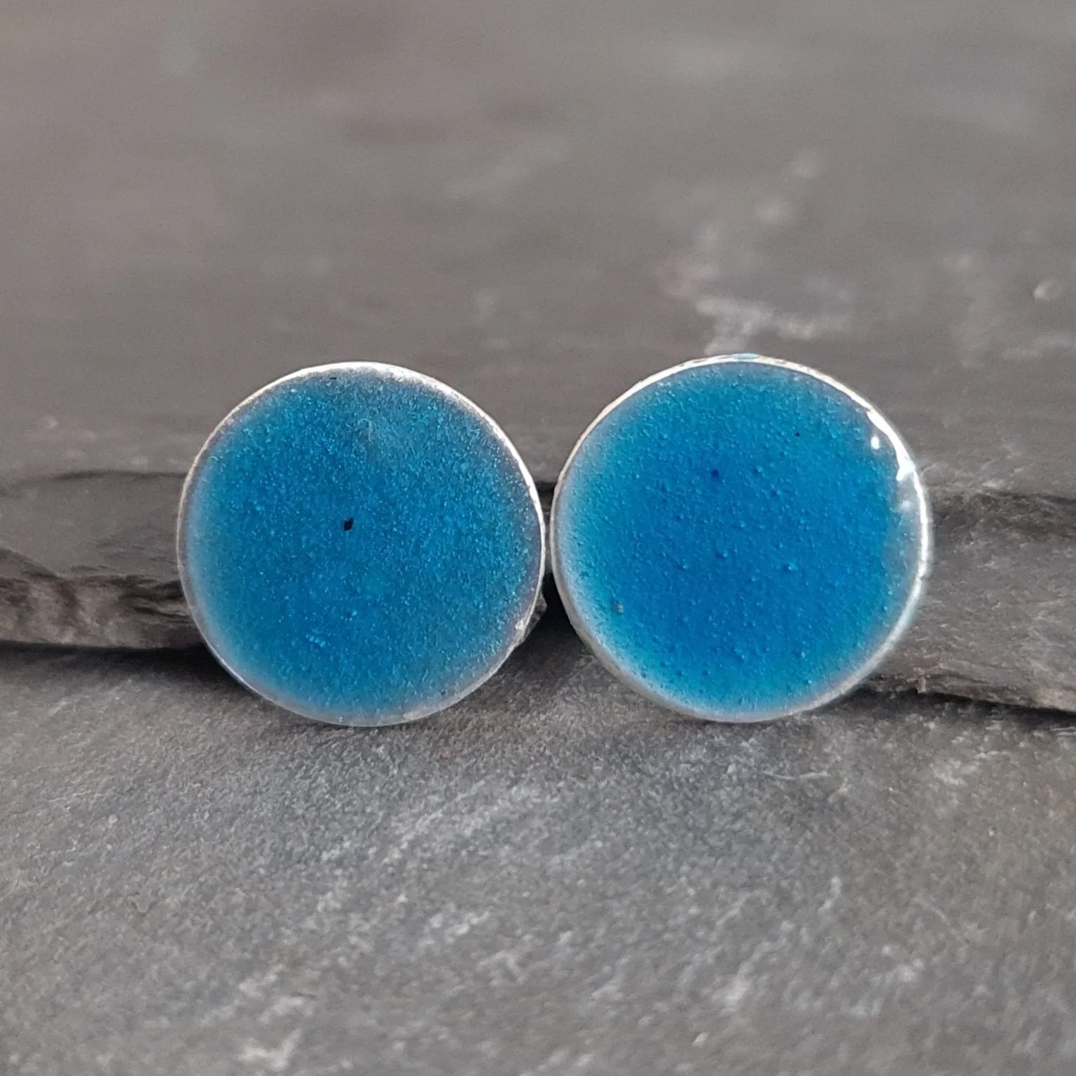 Geometric Enamelled Earrings in Sterling Silver