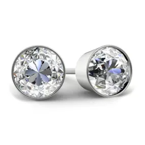 GIA Certified Diamond Stud Earrings - Bezel Setting