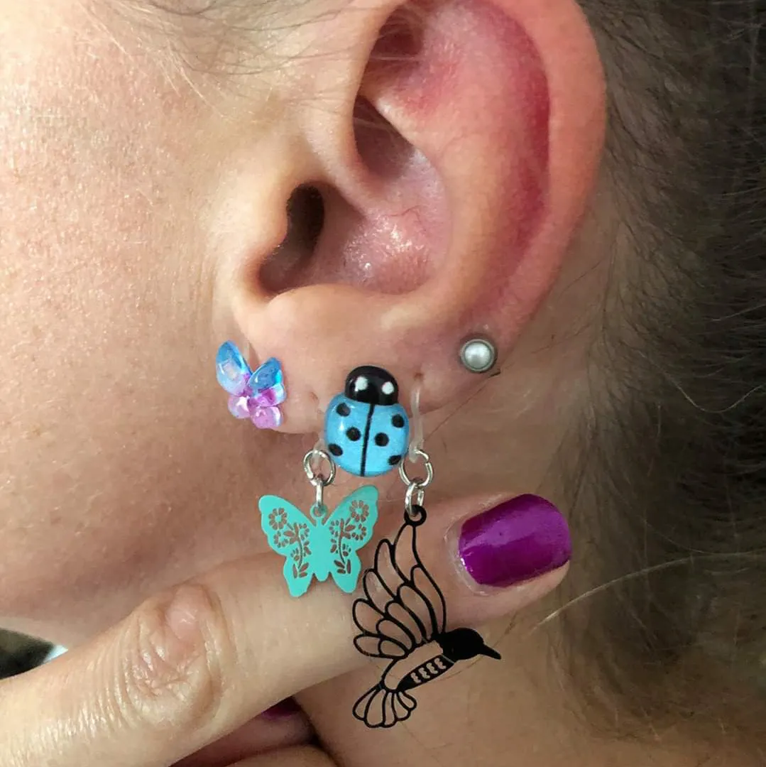 Glassy Butterfly Studs Hypoallergenic Earrings for Sensitive Ears Made with Plastic Posts