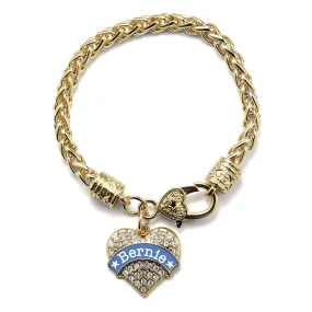 Gold Bernie Supporter Pave Heart Charm Braided Bracelet