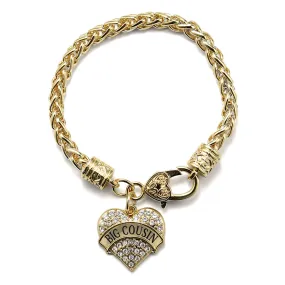 Gold Big Cousin Pave Heart Charm Braided Bracelet