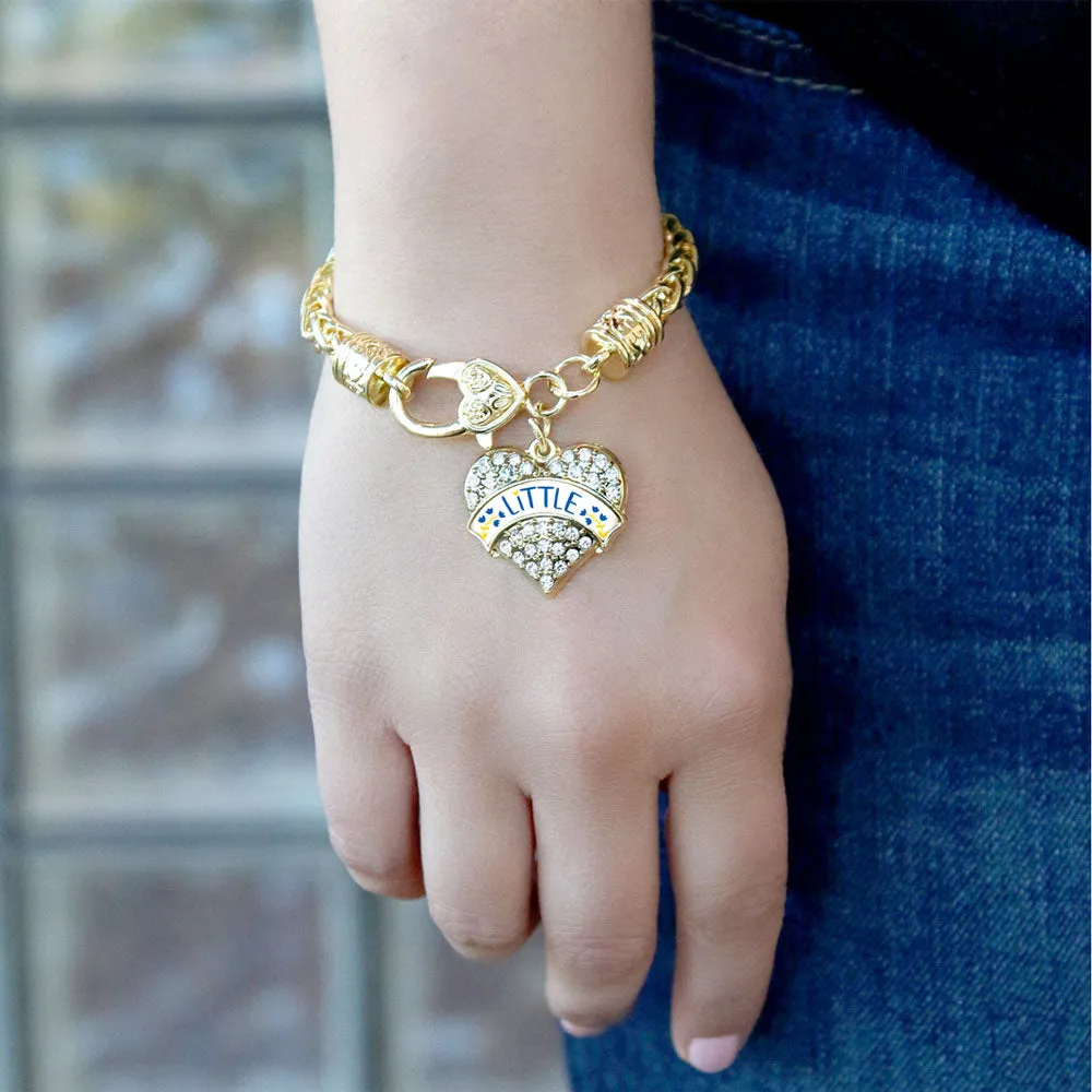 Gold Cerulean Blue and Canary Yellow Little Pave Heart Charm Braided Bracelet