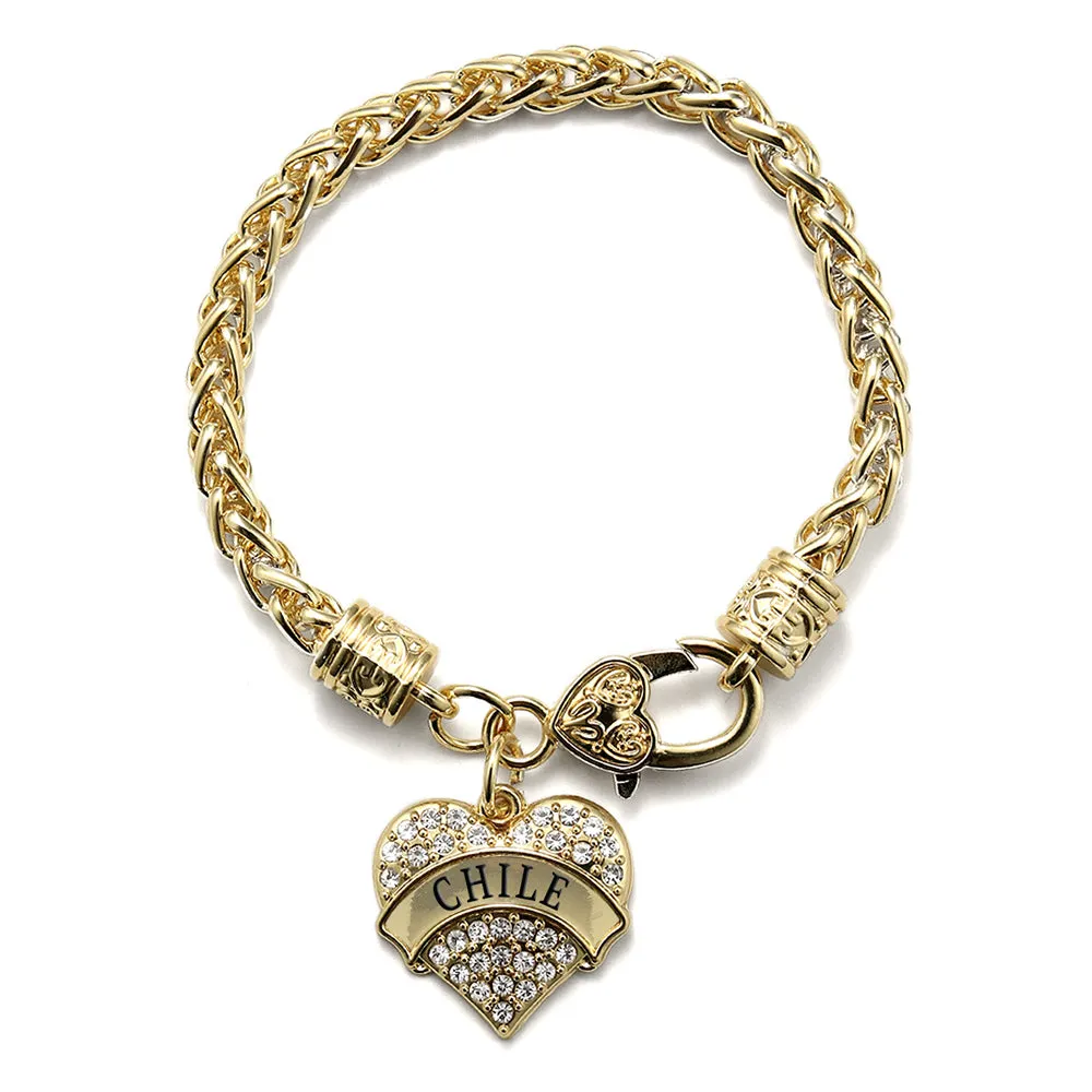 Gold Chile Pave Heart Charm Braided Bracelet