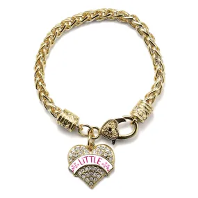 Gold Fuchsia and Rose Little Pave Heart Charm Braided Bracelet