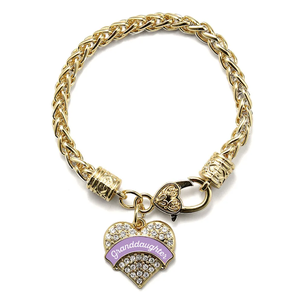 Gold Lavender Granddaughter Pave Heart Charm Braided Bracelet