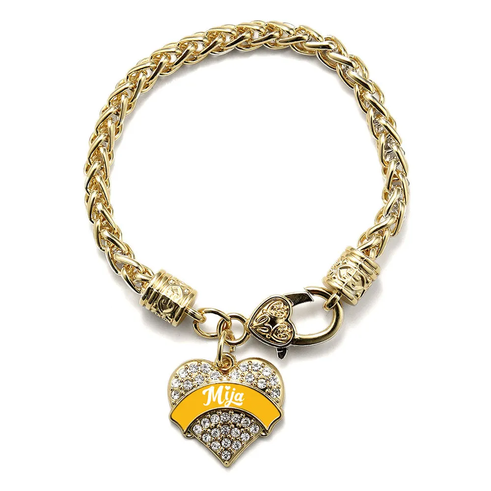 Gold Marigold Mija Pave Heart Charm Braided Bracelet