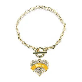 Gold Marigold Nana Pave Heart Charm Toggle Bracelet