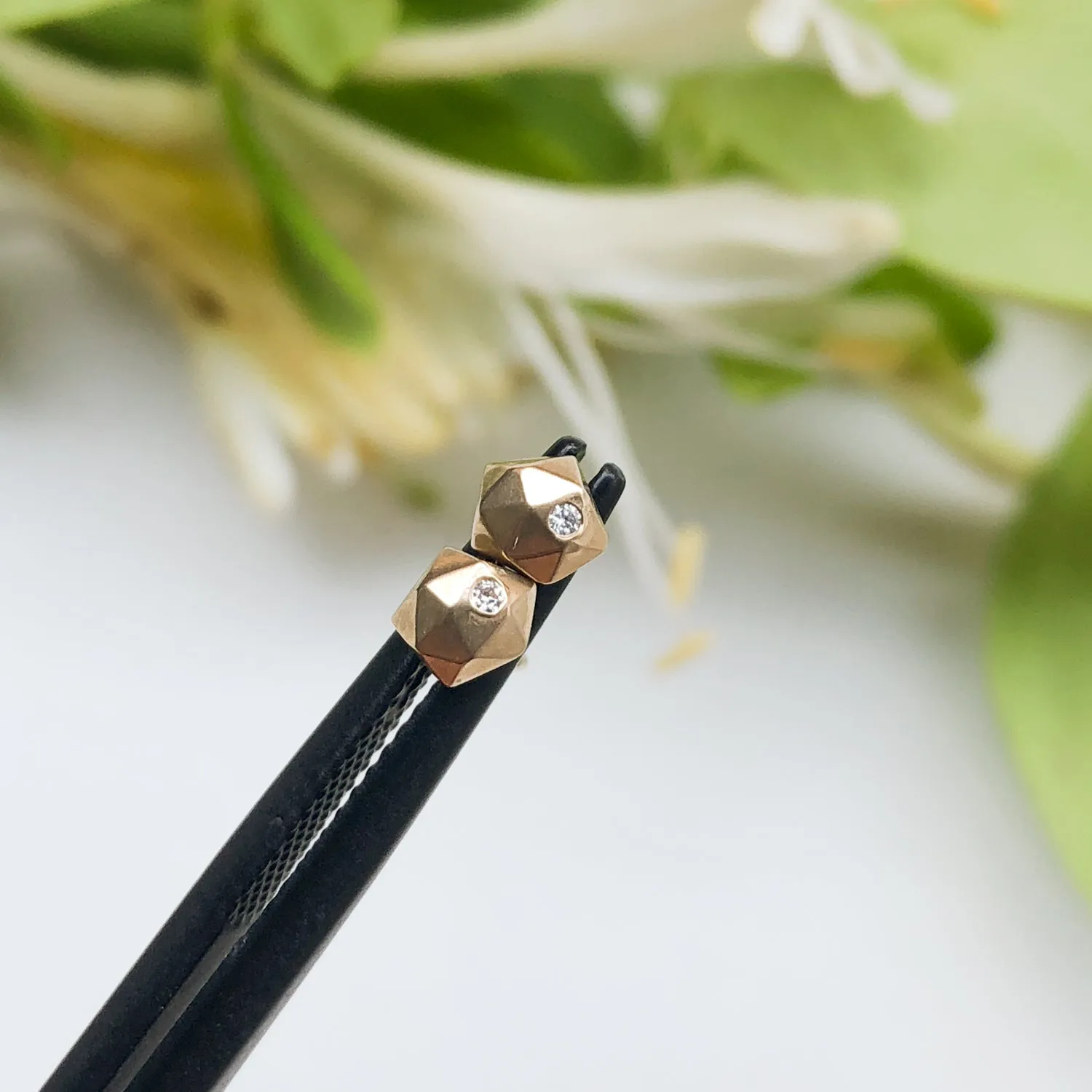 Gold Micro Fragment Diamond Stud Earrings