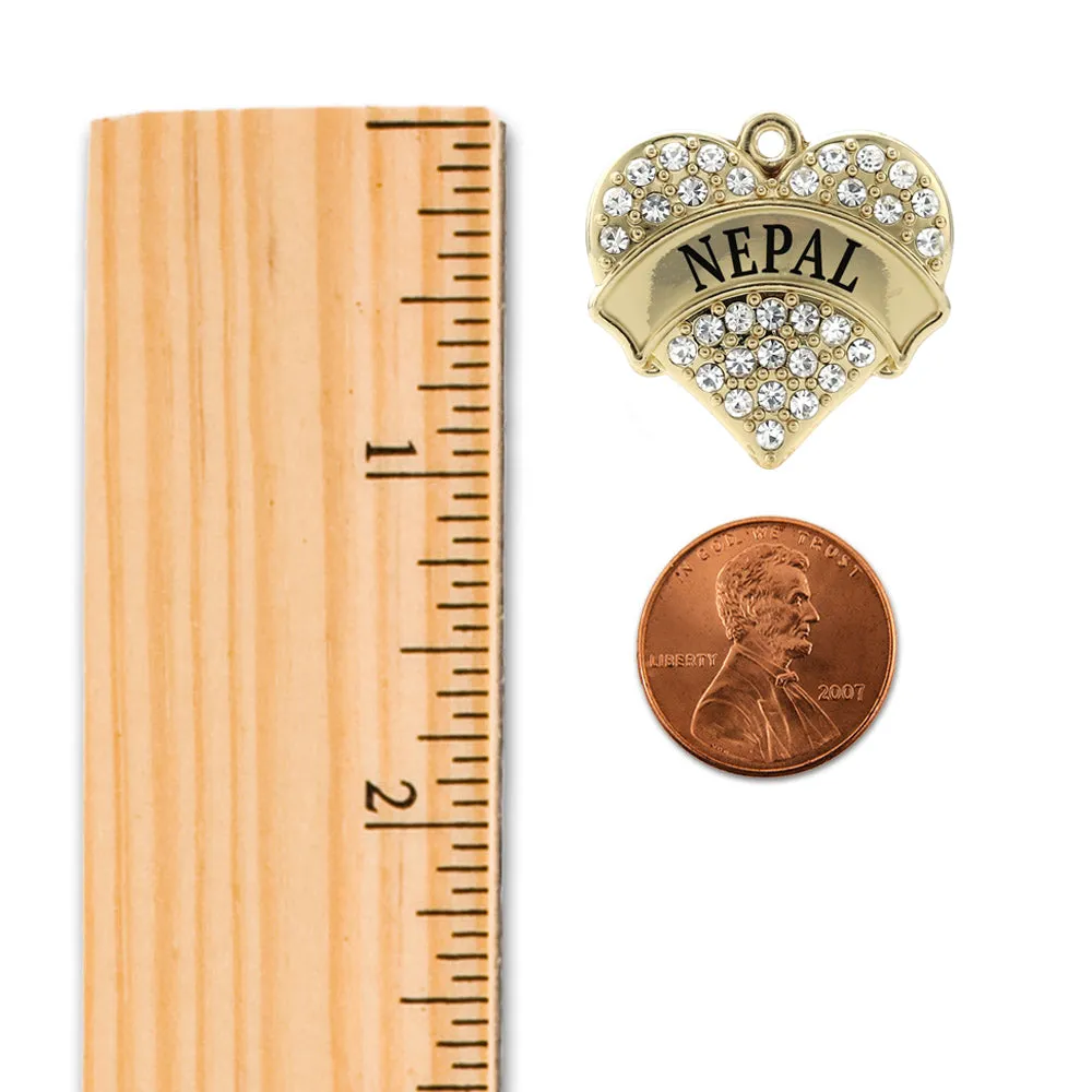 Gold Nepal Pave Heart Charm Toggle Bracelet