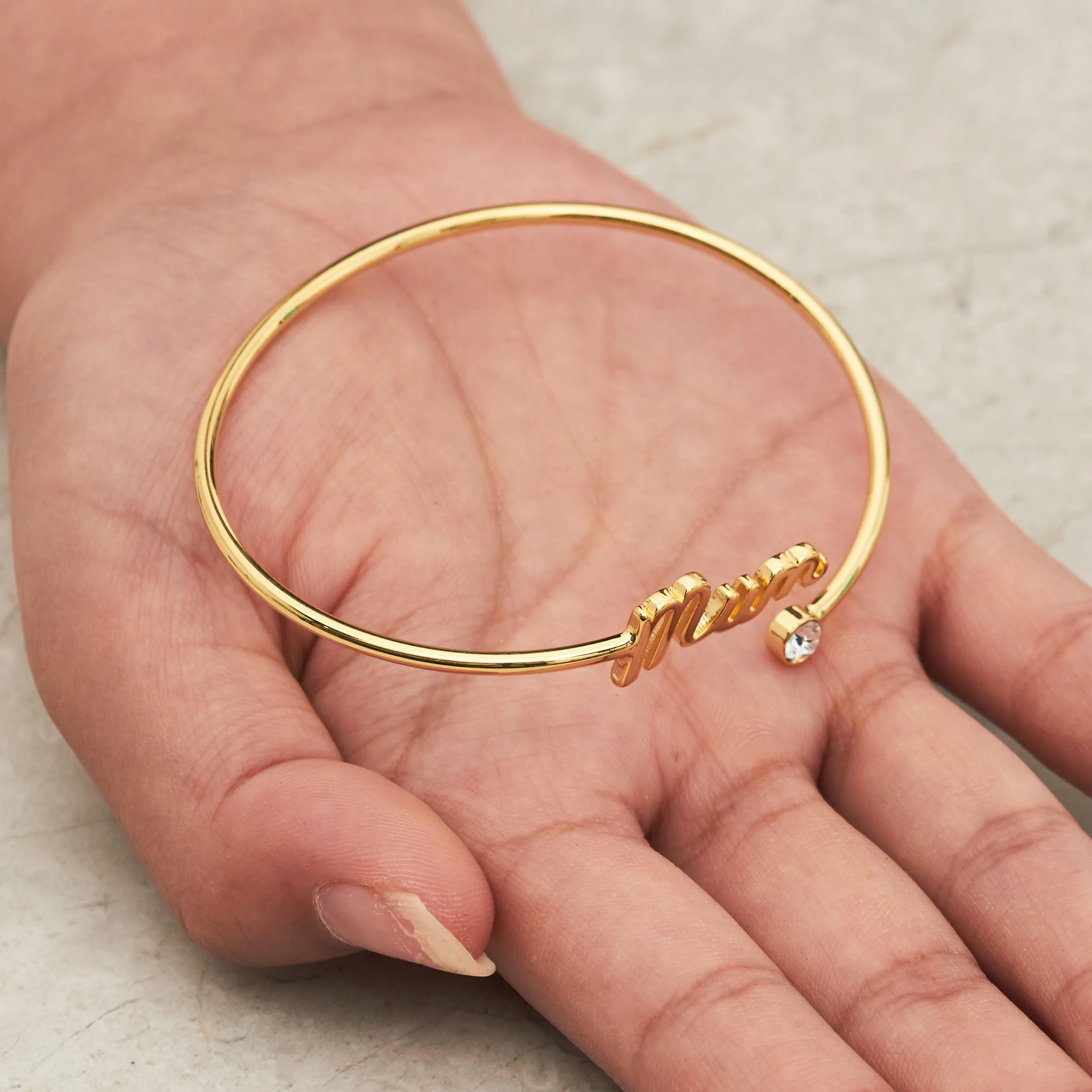 Gold Plated Mum Cuff Bangle Created with Zircondia® Crystals