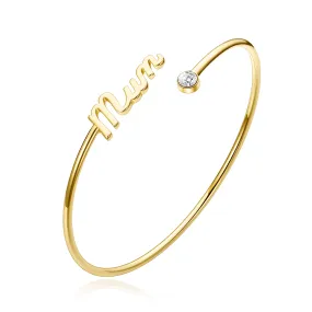 Gold Plated Mum Cuff Bangle Created with Zircondia® Crystals