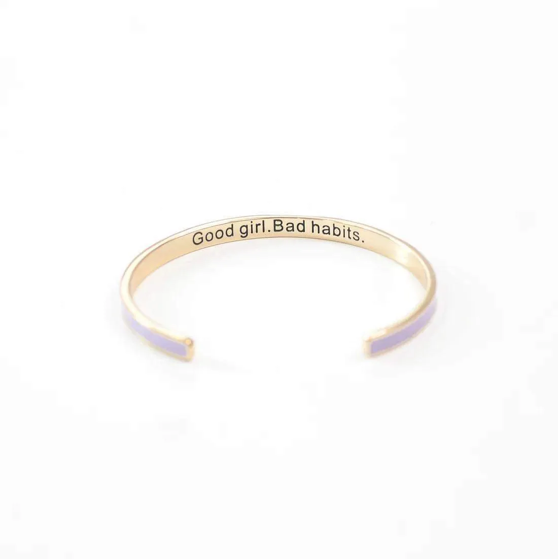 Good Girl Bad Habits Purple Enamel Bangle Bracelet