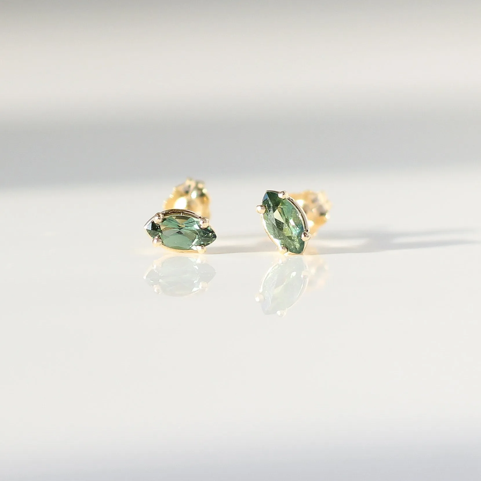 Green Sapphire Marquise Studs