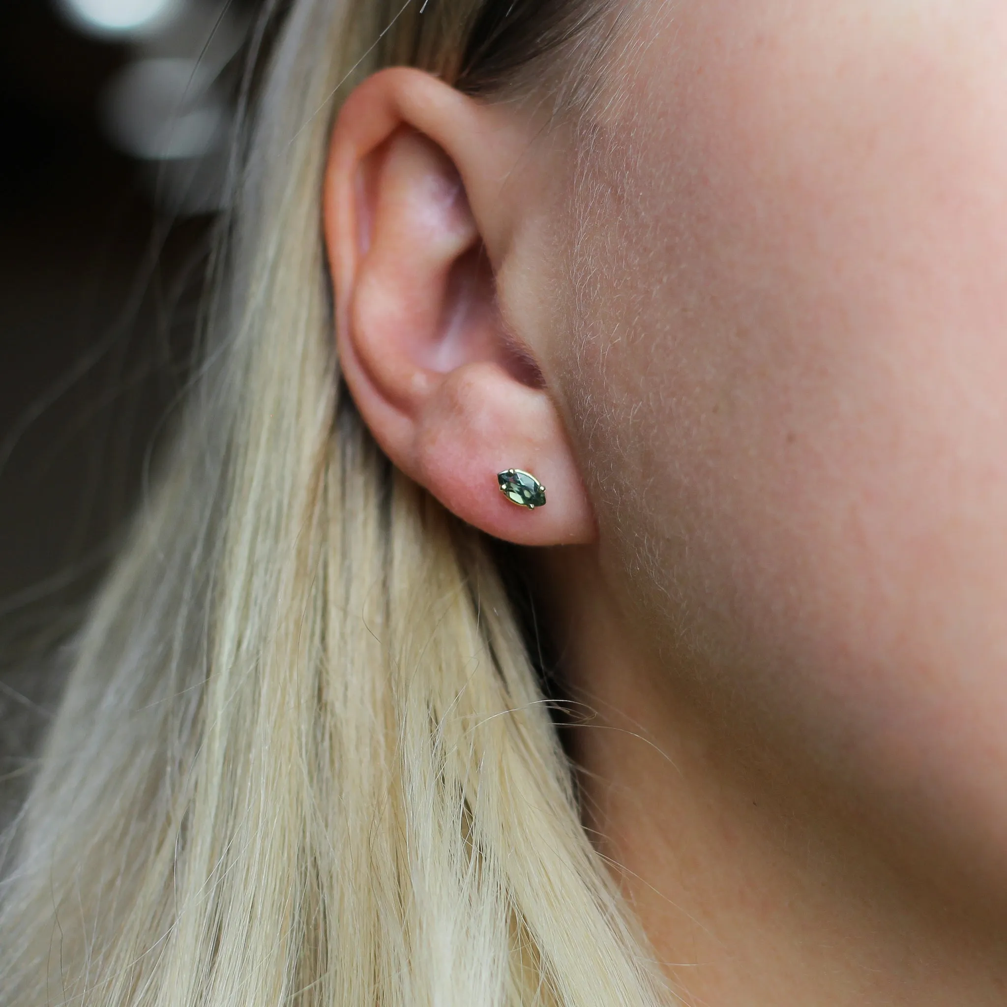 Green Sapphire Marquise Studs