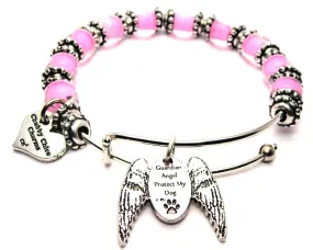 Guardian Angel Protect My Dog 9mm Glass Beaded Single Bracelet